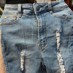 High Rise Distressed Denim Jeans